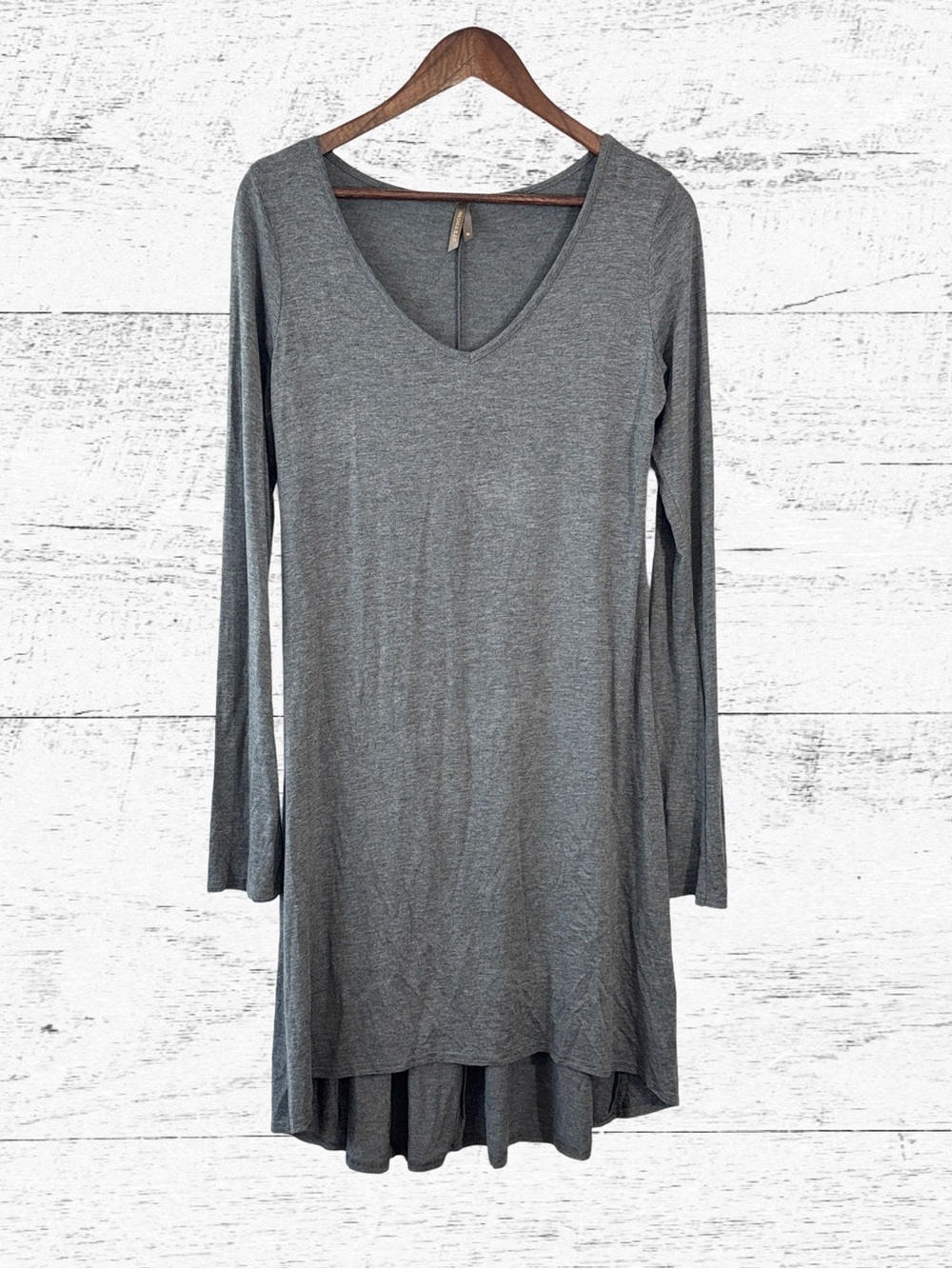 Stetson Gray Long Sleeve Scoop Neck Dress